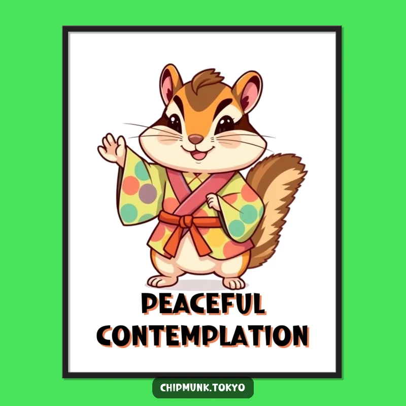 Funny Chipmunk Kimono Digital Art: Instant Download for Humorous Wall Decor Gift