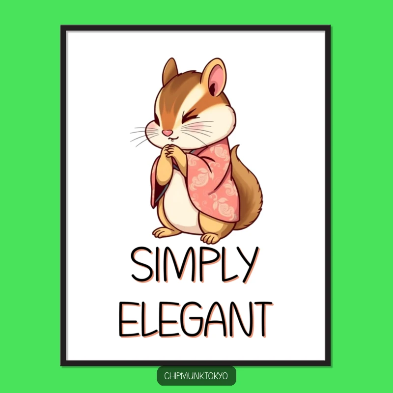 Funny Kimono Chipmunk Digital Print: Graceful Bow, Instant Funny Gift