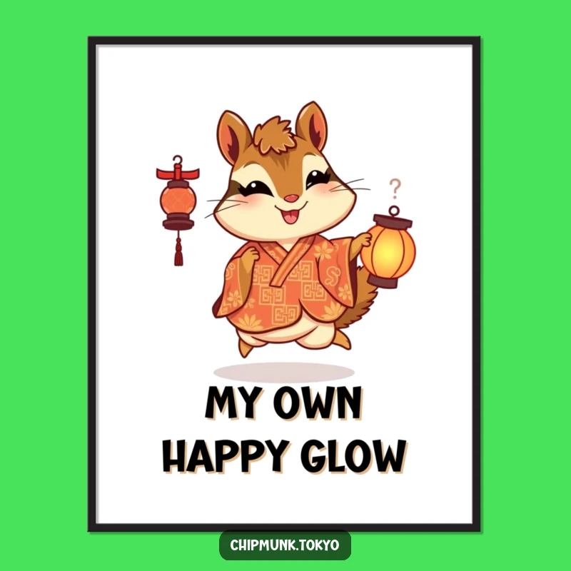 Funny Lantern Chipmunk Digital Print: Skipping Delight, Instant Funny Gift