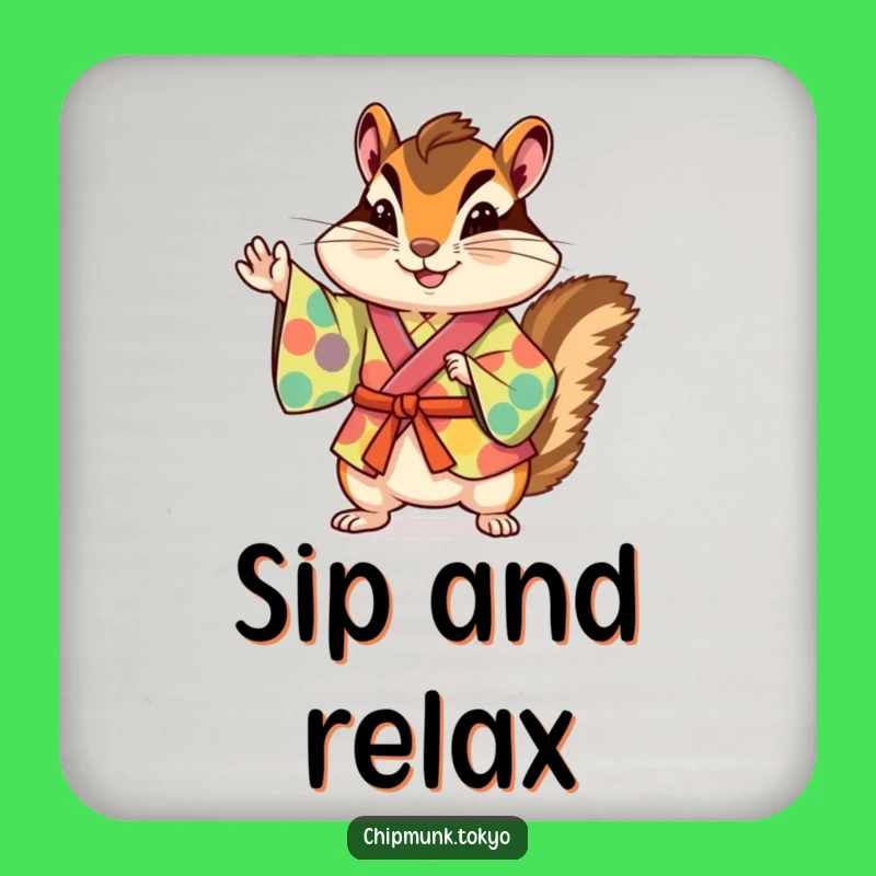 Funny Chipmunk Kimono Drink Coaster: Protect Surfaces with Humorous Animal Art